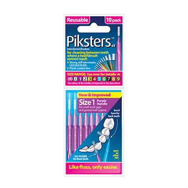 Piksters Interdental Brush Size 1 Purple -  10 Pack