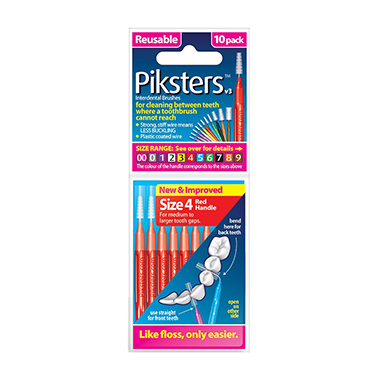 Piksters Interdental Brush Size 4 Red - 10 Pack