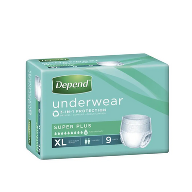 Depend Unisex Underwear Super XL 9 Pack