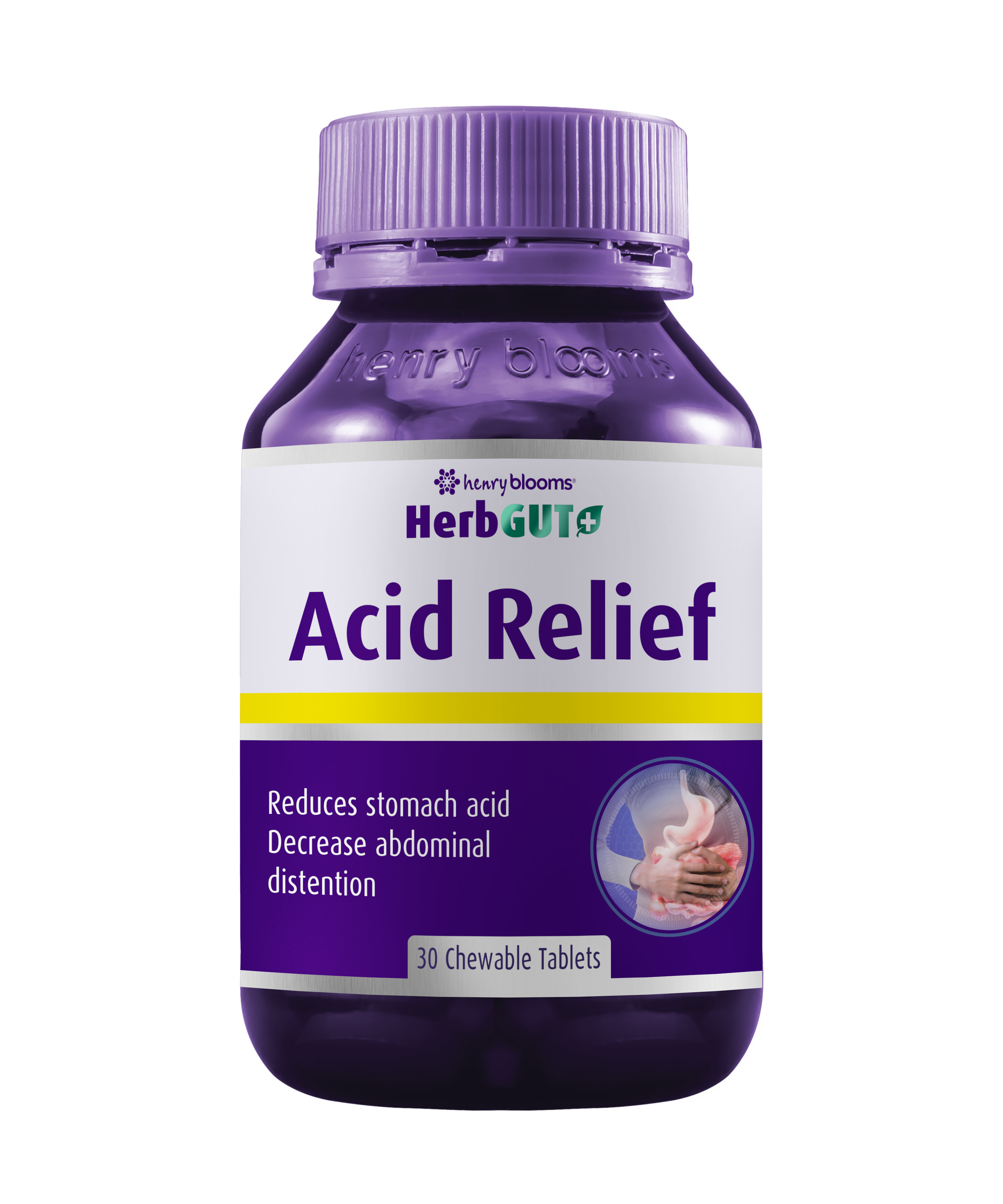 Henry Blooms Herbgut+ Acid Relief 30 Chewable Tablets