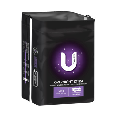 U by Kotex Overnight Extra Pads Long - 8 Pack