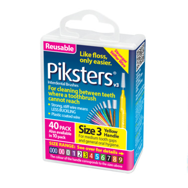 Piksters Interdental Brush Size 3 Yellow 40 Pack