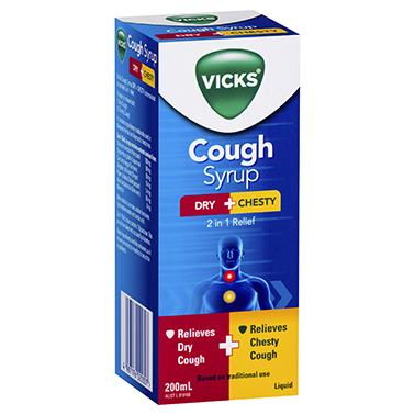 Vicks Cough Syrup Dry + Chesty 200mL