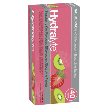 Hydralyte Effervescent Electrolyte Strawberry Kiwi 40 Tablets