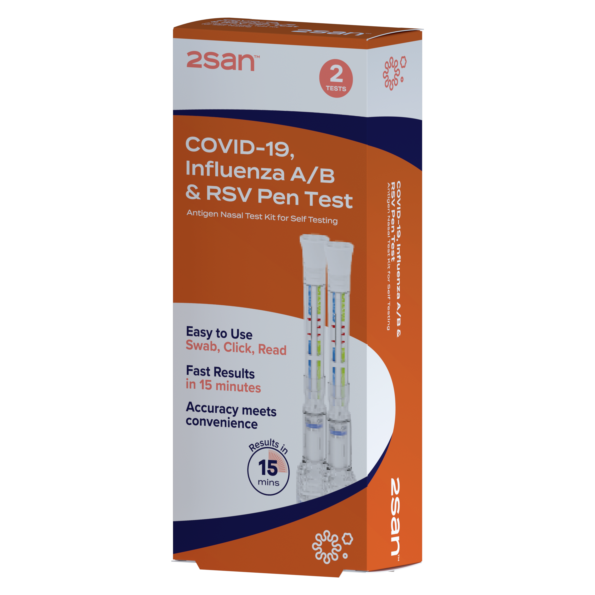 2San Covid-19, Influenza A/B & RSV Test 2 Pack
