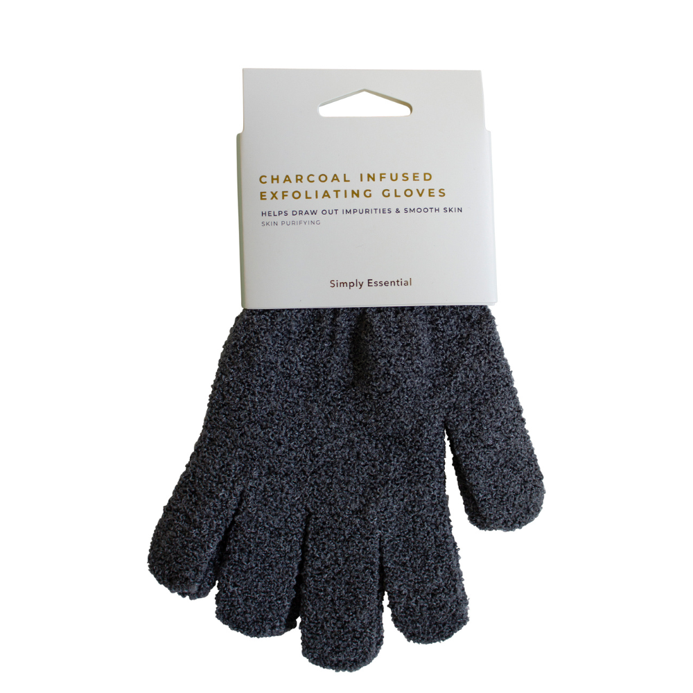 Simply Essential Charcoal Infused Exfoliating Gloves 1 Pair