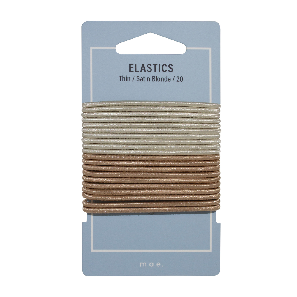 Mae Satin Elastics Thin Blonde 20 Pack