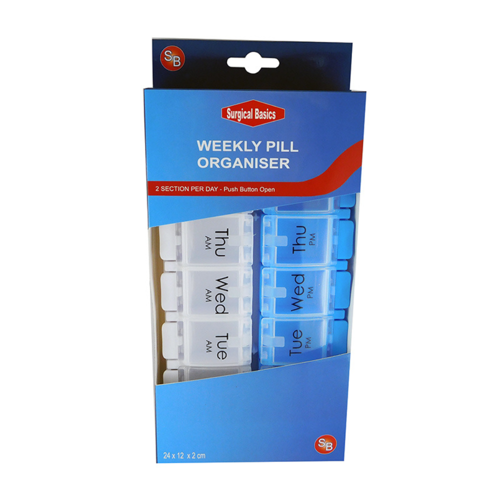 Surgical Basics 7 Day Pill Box  2 Doses Per Day 24 x 12 x 2cm