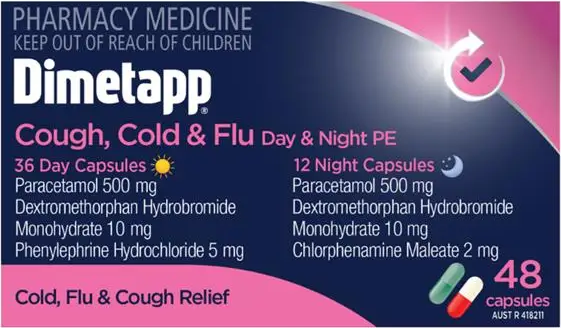 Dimetapp Cough,Cold & Flu Day & Night 48 Capsules