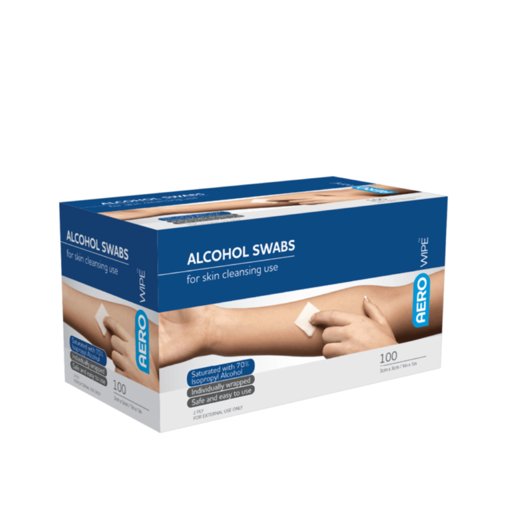 AeroWipe Alcohol Swabs 3cm x 3cm 100 Pack