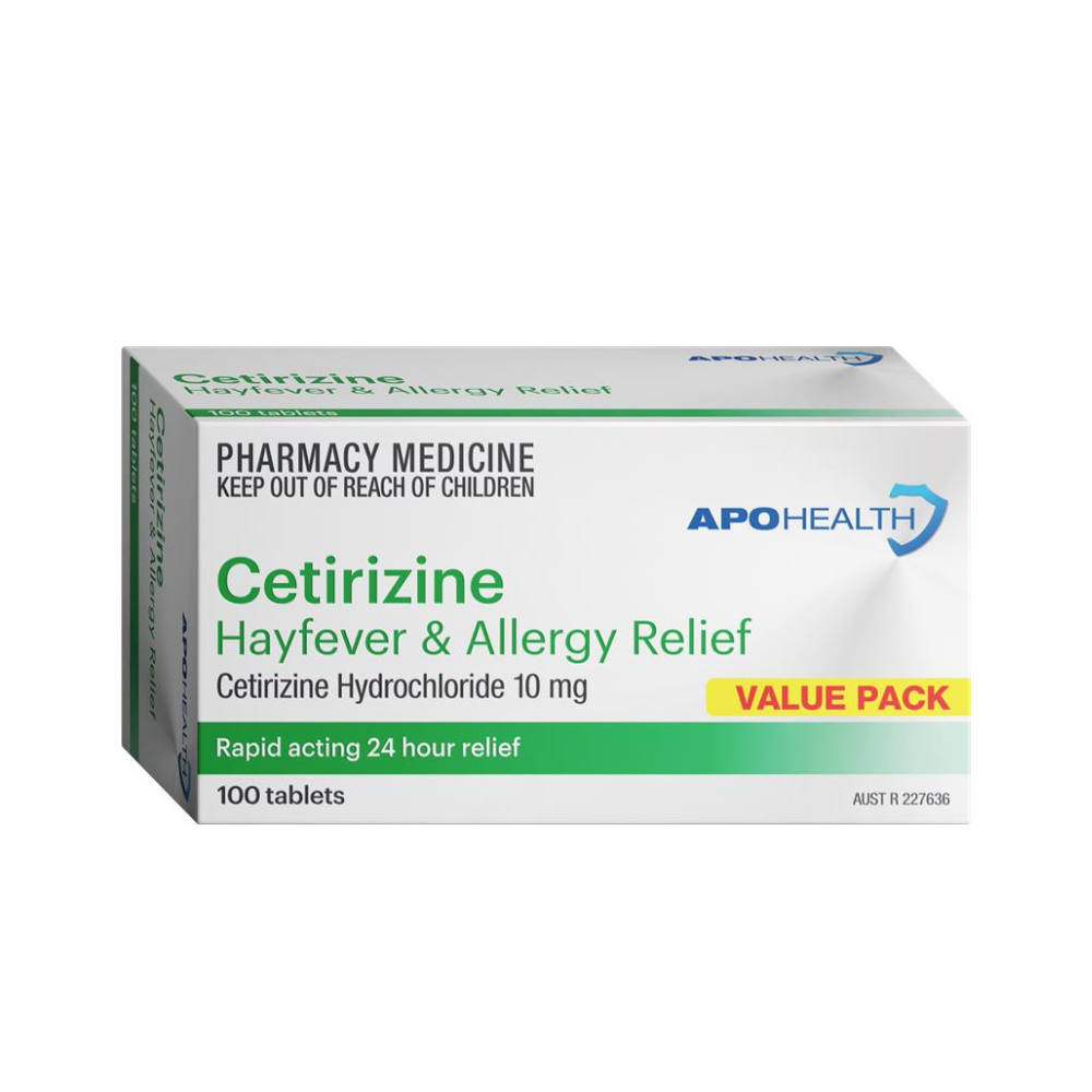 ApoHealth Cetirizine Hayfever & Allergy 100 Tablets