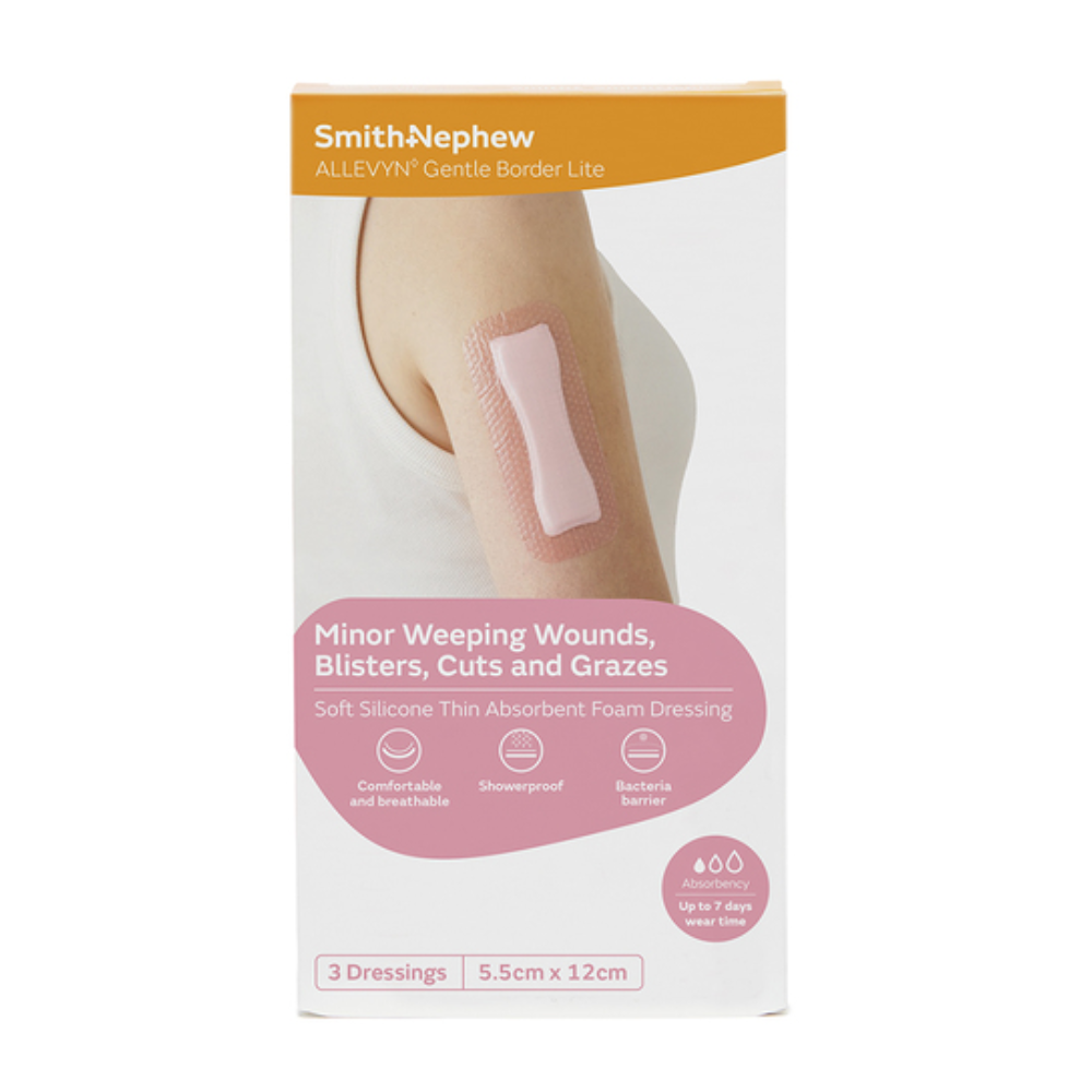 Allevyn Gentle Border Lite 5.5 x 12.5cm 3 Pack