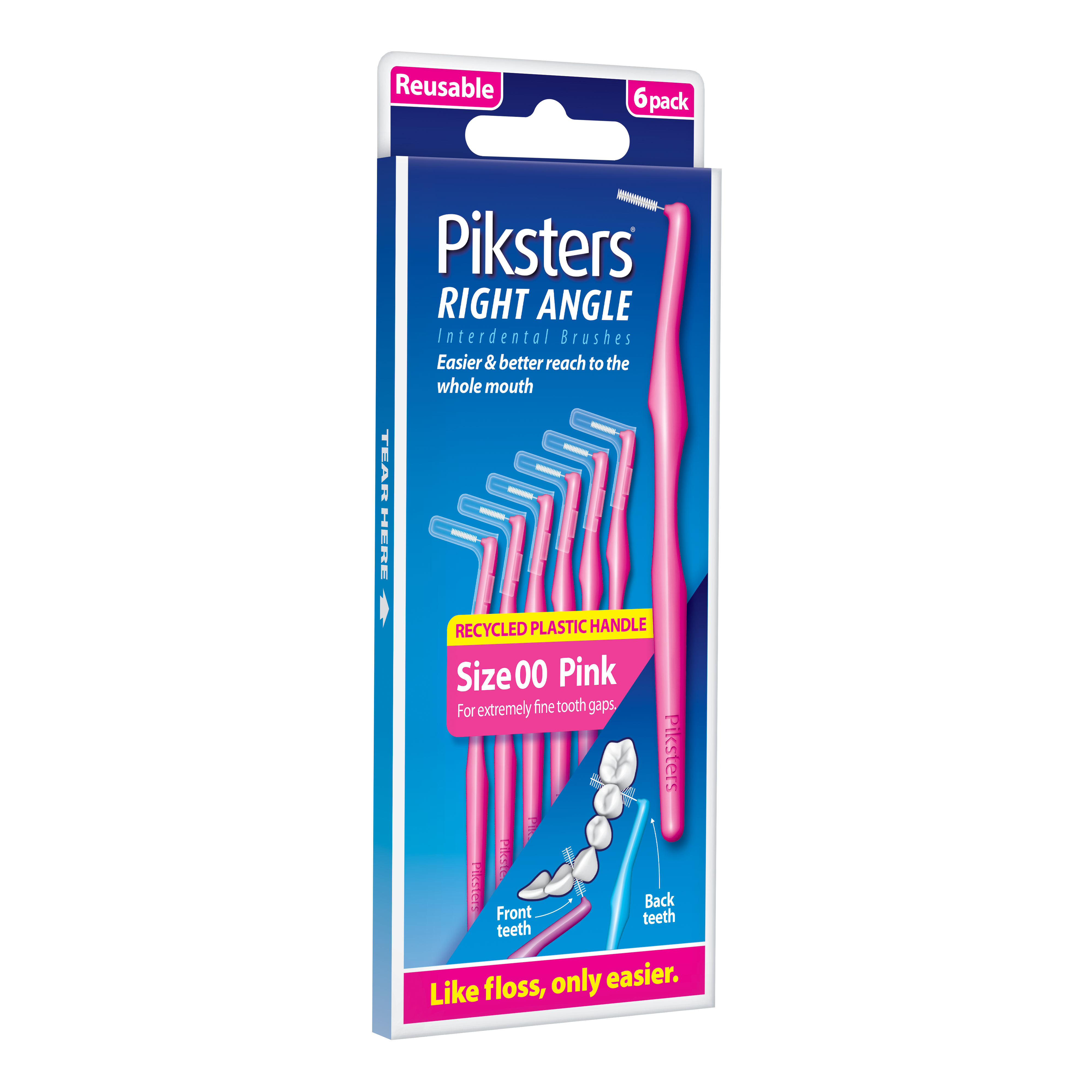 Piksters Right Angle Interdental Brushes Pink Size 00 6 Pack