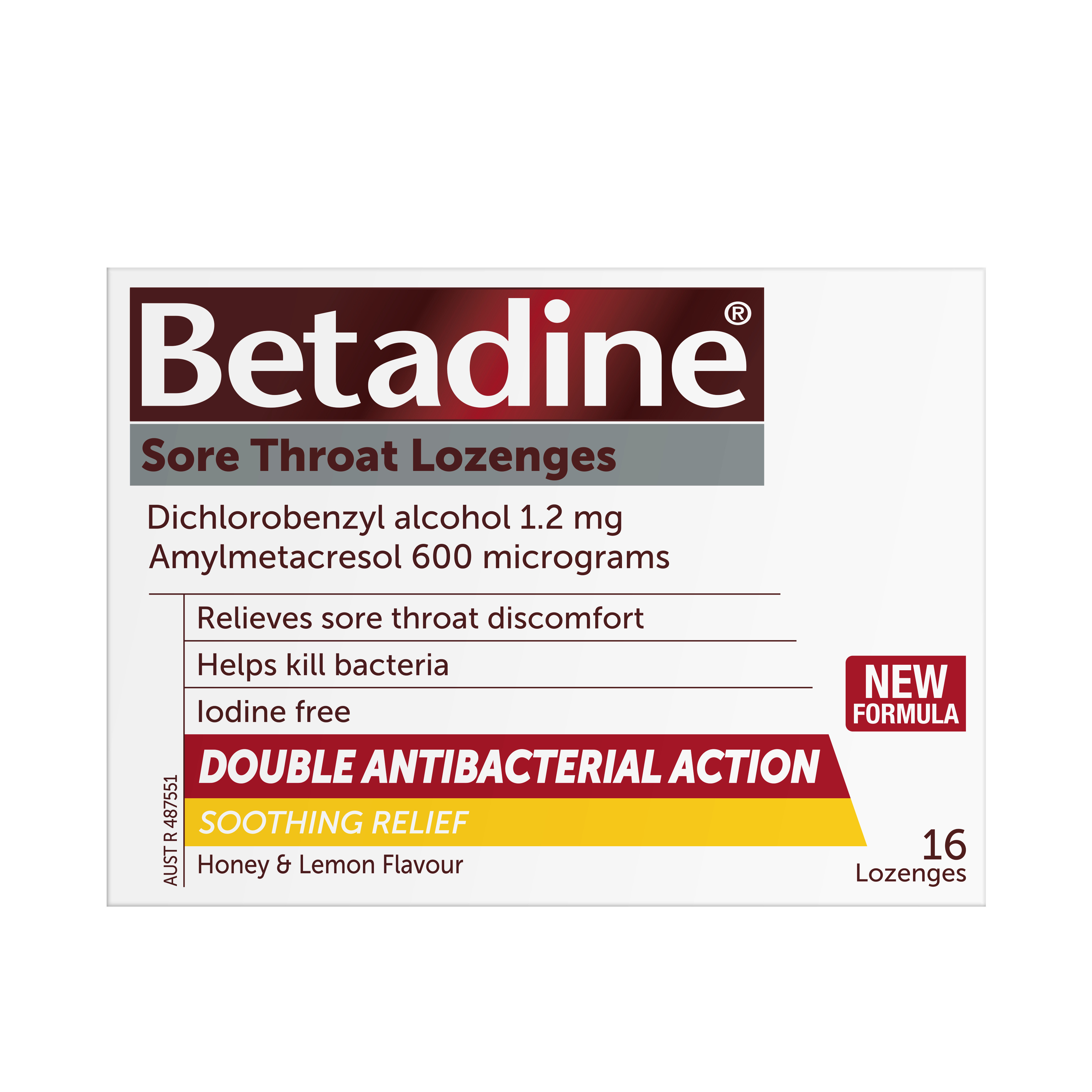 Betadine Sore Throat Honey Lemon 16 Lozenges