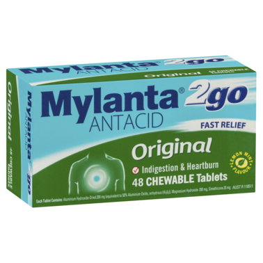 Mylanta Antacid 2Go Chewable Tablets 48 Pack