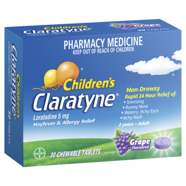Children's Claratyne Antihistamine Hayfever & Allergy Relief 30 Grape Chewable Tablets