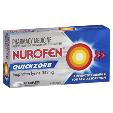 Nurofen Quickzorb Quick Pain Relief Caplets 342mg Ibuprofen 48 pack