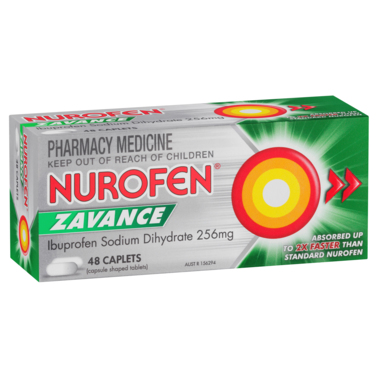 Nurofen Zavance Fast Pain Relief Caplets 256mg Ibuprofen 48 pack