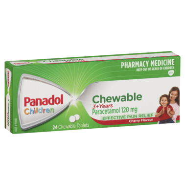 Panadol Children 3+ Years Chewable Cherry Flavour  24 Tablets