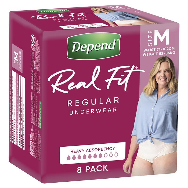 Depend Real Fit For Women Underwear Regular Medium 8 Pack