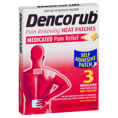 Dencorub Pain Relief Self Adhesive Heat Patches 3 Pack