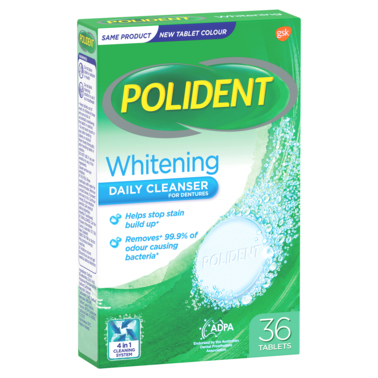 Polident Whitening Daily Cleanser for Dentures 36 Tablets