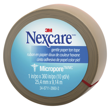 Nexcare Micropore Gentle Paper Tape Tan 25.4mm x 9.1m