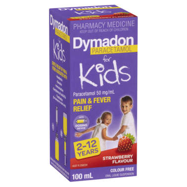 Dymadon Paracetamol for Kids 2-12 Years Strawberry 100mL
