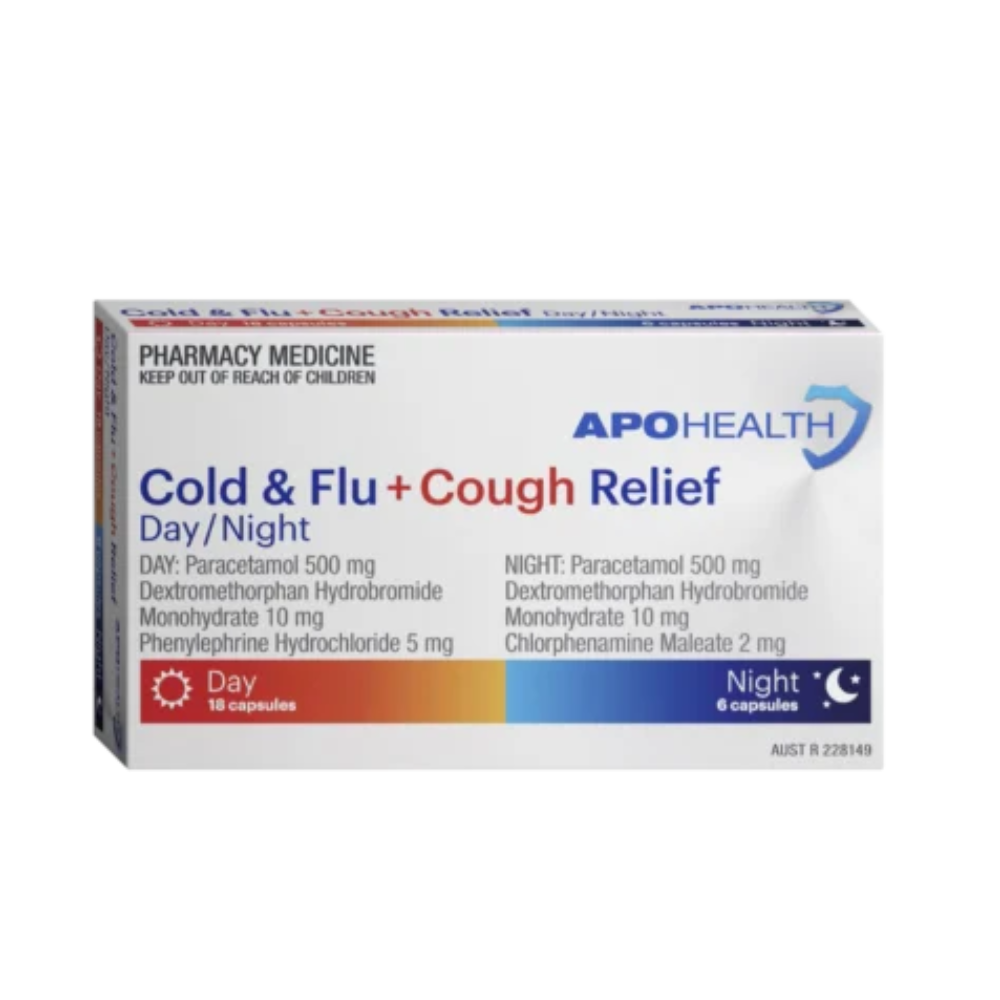 ApoHealth Cold & Flu + Cough Relief Day & Night 24 Capsules