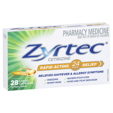 Zyrtec Rapid Acting Hayfever & Allergy Relief Antihistamine Liquid Capsules 28 Pack