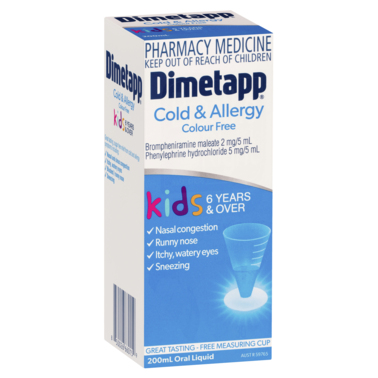 Dimetapp Kids Cold & Allergy 6Yrs+ Colour Free 200mL