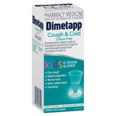 Dimetapp Kids Cough & Cold  6Yrs+ Colour Free 200mL