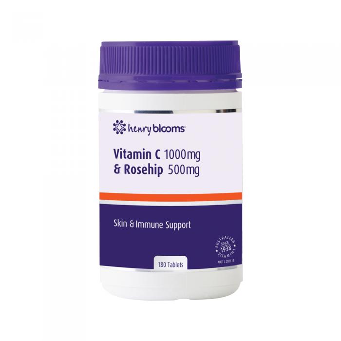 Henry Blooms Vitamin C 1000mg + Rosehip 500mg 180 Tablets