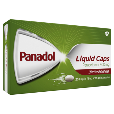 Panadol Paracetamol 500mg Liquid Caps 20 Capsules