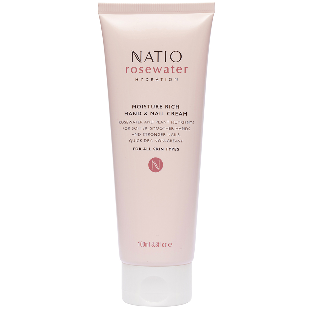 Natio Rosewater Hydration Moisture Rich Hand & Nail Cream 100mL