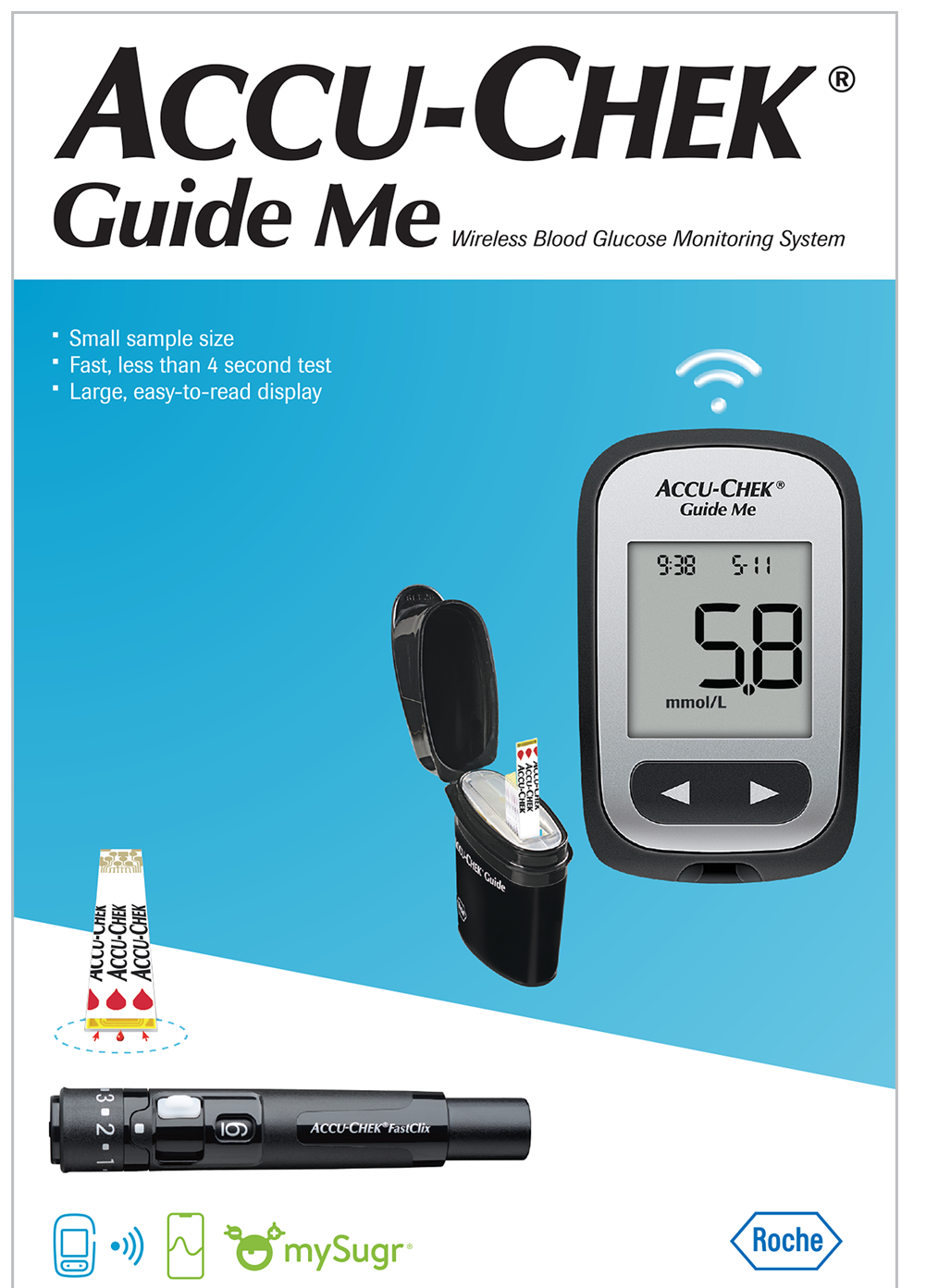Accu-Chek Guide Me Glucose Monitor Kit for Diabetic Blood Sugar Testing:  Guide Me Meter, Softclix Lancing Device, and 10 Softclix Lancets
