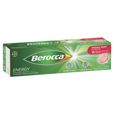 Berocca Energy Vitamin B & C Original Berry Flavour 15 Effervescent Tablets