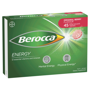 Berocca Energy Vitamin B & C Original Berry Flavour  45 Effervescent Tablets