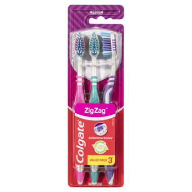 Colgate Toothbrush Zig Zag Adult Medium 3 Pack