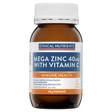Ethical Nutrients Mega Zinc 40mg with Vitamin C Orange Powder 95g