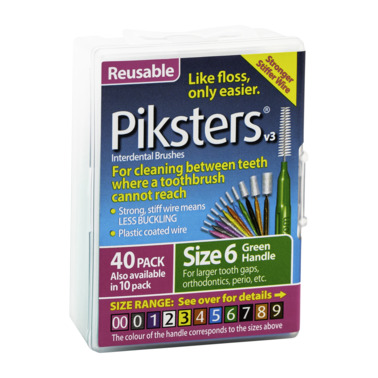 Piksters Interdental Brushes Green Size 6 40 pack