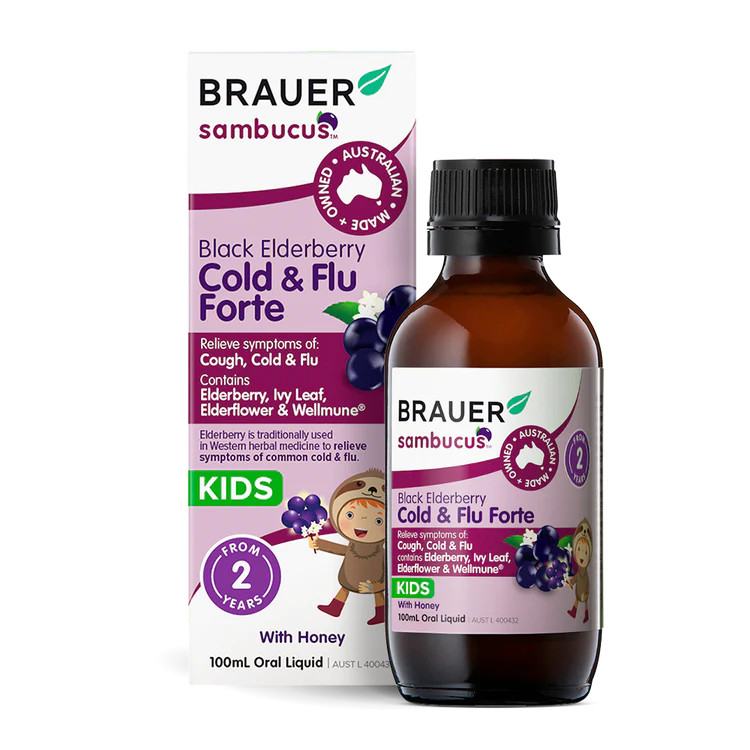 Brauer Sambucus Kids Black Elderberry Cold & Flu Forte Liquid 100mL