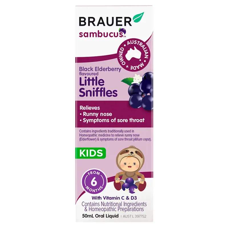 Brauer Sambucus Kids Black Elderberry Little Sniffles Liquid 50mL