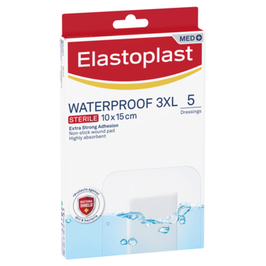 Elastoplast Waterproof 3XL Sterile 10 x 15cm 5 pack