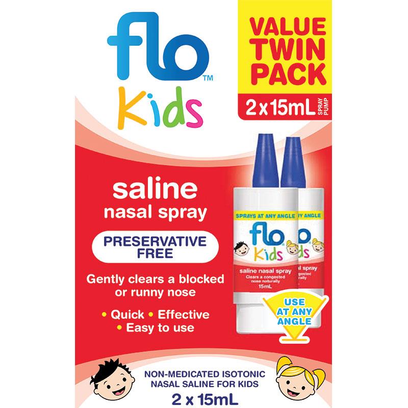 Flo Kids Saline Nasal Spray 15mL Twin Pack