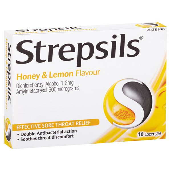 Strepsils Sore Throat Relief Lozenges Honey & Lemon 16 Lozenges