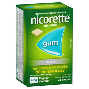 Nicorette Quit Smoking Regular Strength Nicotine Gum Classic 75 Pack