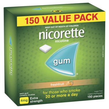 Nicorette Quit Smoking Extra Strength Nicotine Gum Freshfruit 150 Pack