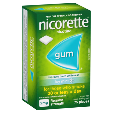 Nicorette Quit Smoking Regular Strength Nicotine Gum Icy Mint 75 Pack