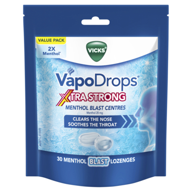 Vicks VapoDrops Xtra Strong Menthol Blast 30 Lozenges